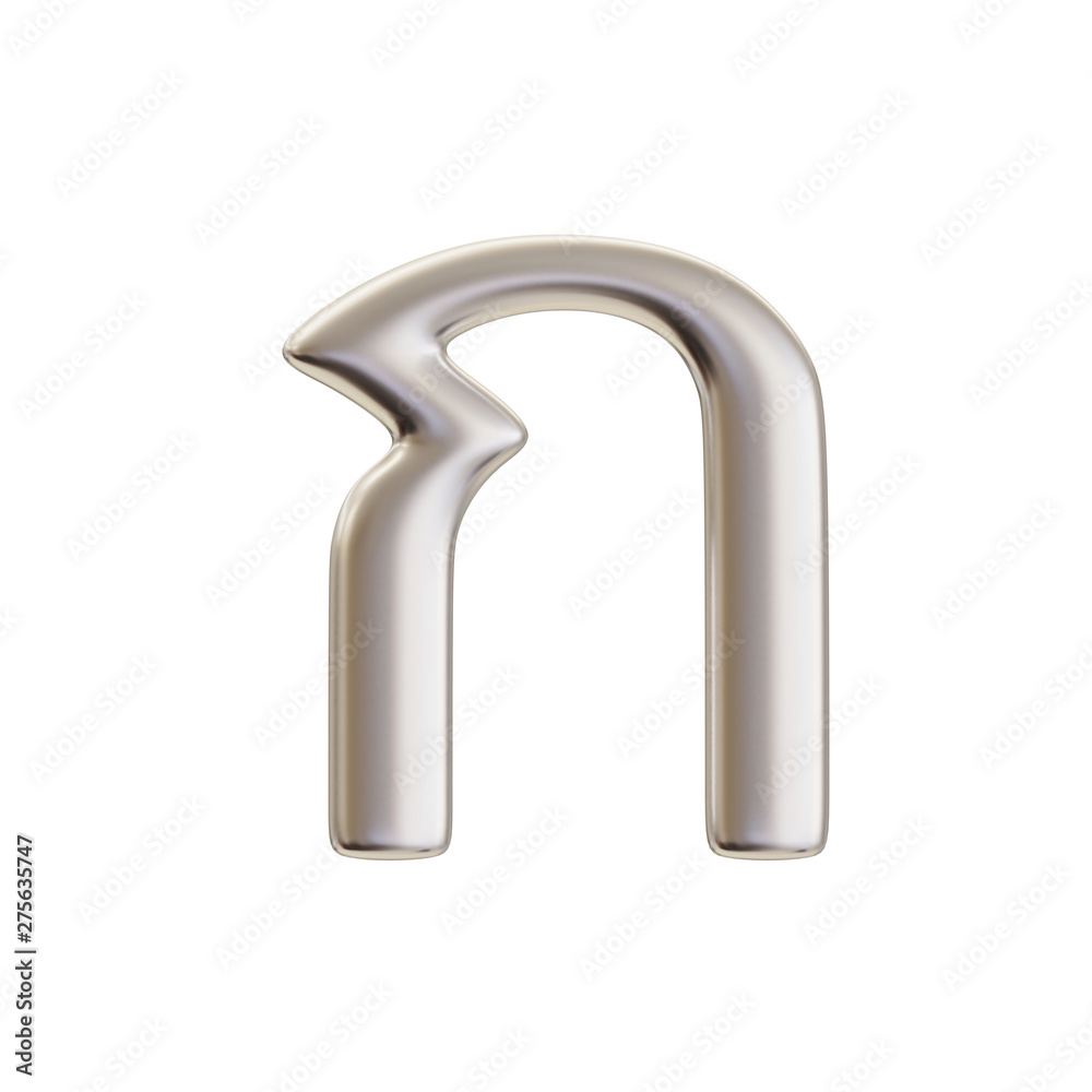 Thai Alphabet 3d rendering in silver metal color Thai Alphabet 3d rendering in silver metal color