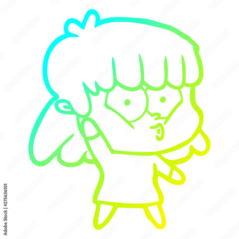 cold gradient line drawing cartoon whistling girl cold gradient line drawing cartoon whistling girl