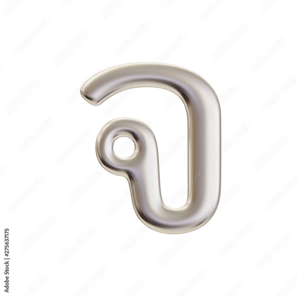 Thai Alphabet 3d rendering in silver metal color Thai Alphabet 3d rendering in silver metal color