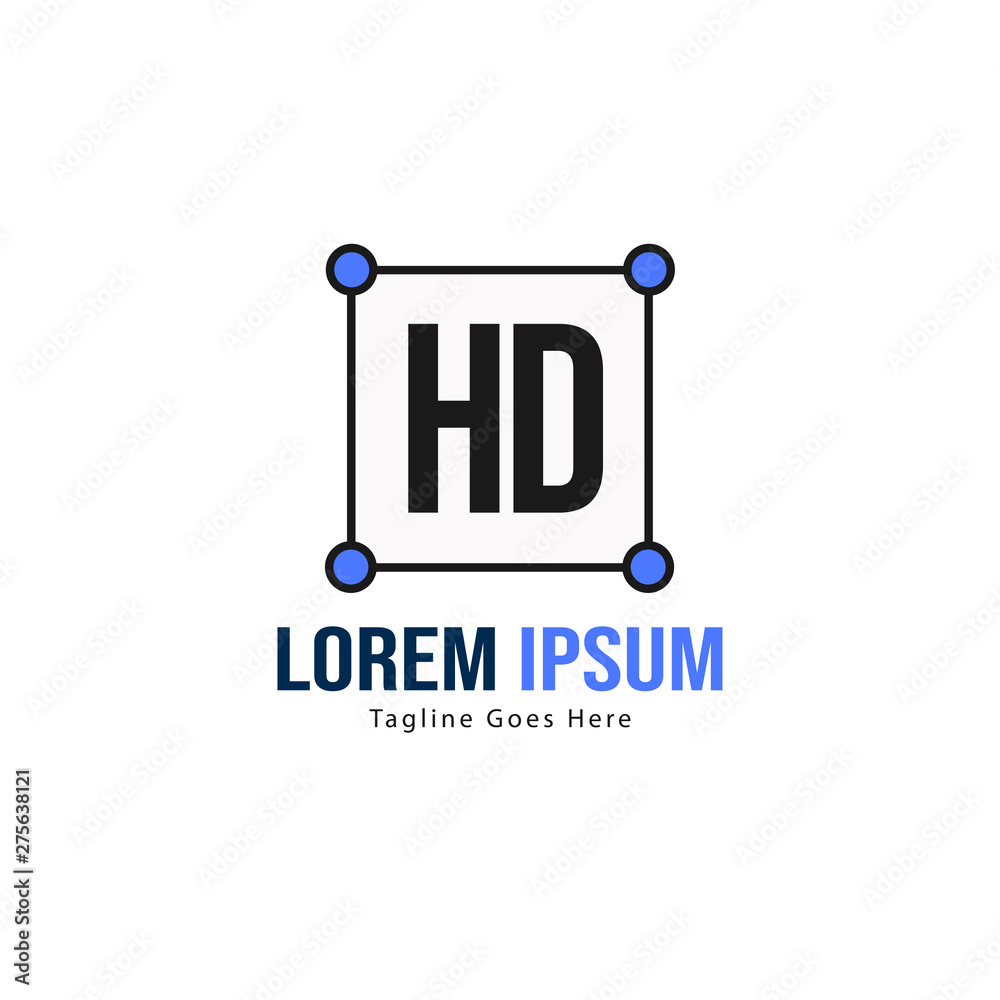 Initial HD logo template with modern frame. Minimalist HD letter logo vector illustration Initial HD logo template with modern frame. Minimalist HD letter logo vector illustration