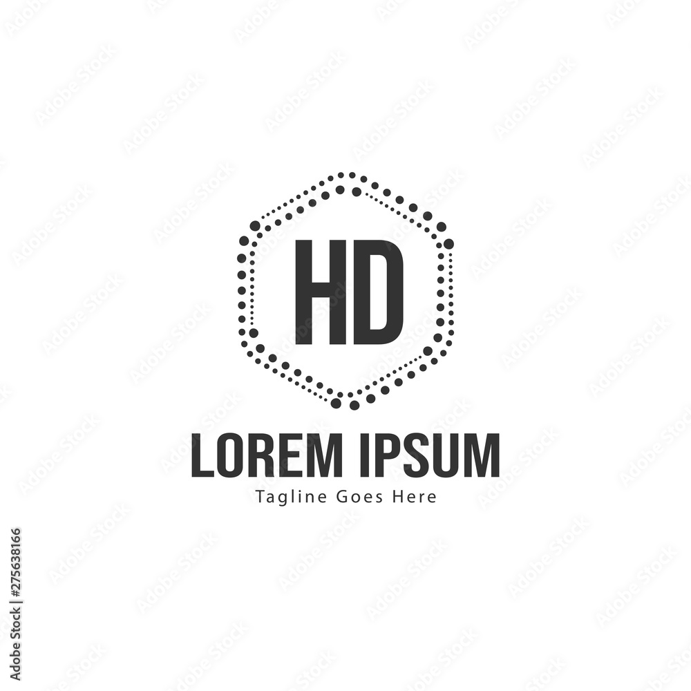 Fototapeta premium Initial HD logo template with modern frame. Minimalist HD letter logo vector illustration