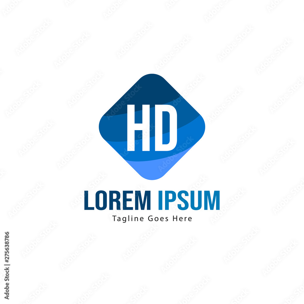Fototapeta premium Initial HD logo template with modern frame. Minimalist HD letter logo vector illustration
