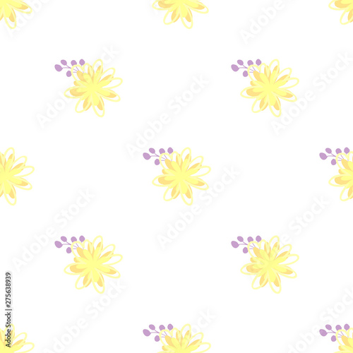 Fototapeta Naklejka Na Ścianę i Meble -  yellow warm simple plain vector smooth flowers in seamless pattern