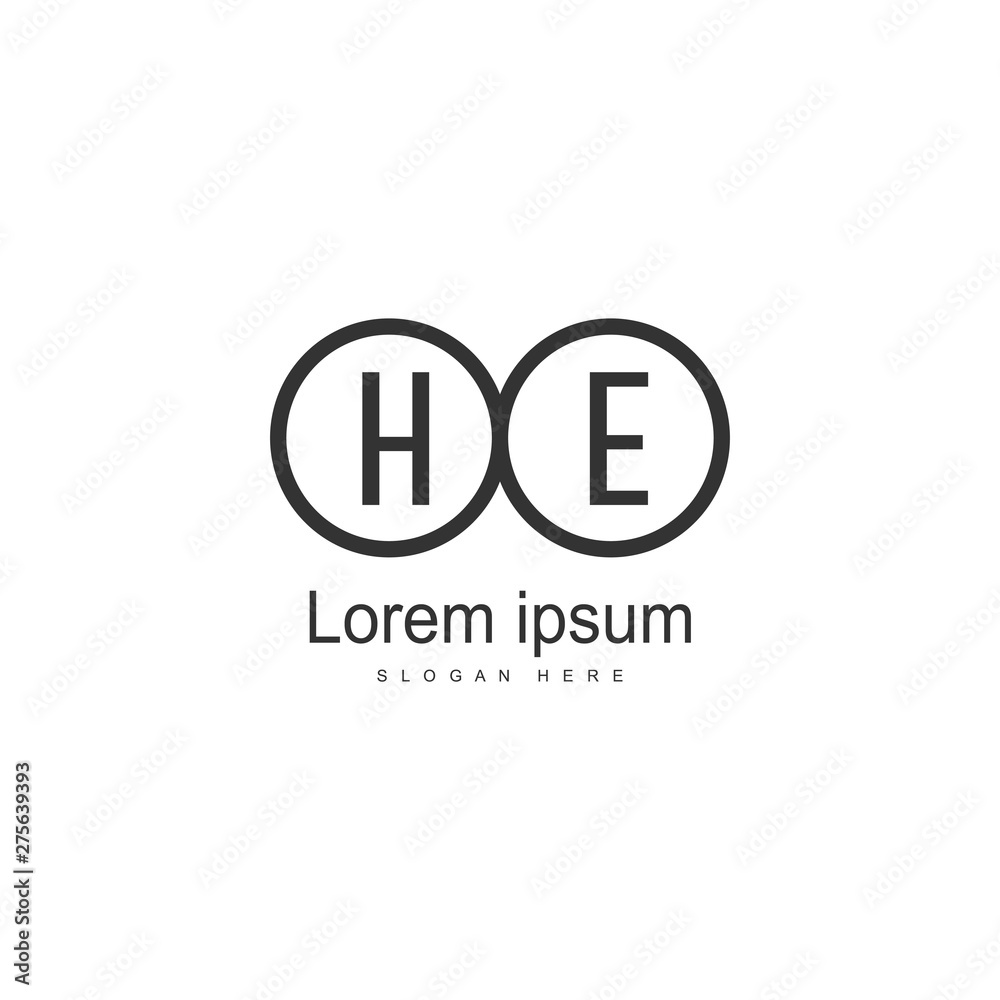 Initial HE logo template with modern frame. Minimalist HE letter logo vector illustration Initial HE logo template with modern frame. Minimalist HE letter logo vector illustration