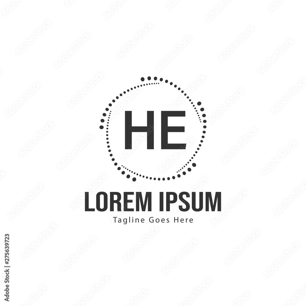 Initial HE logo template with modern frame. Minimalist HE letter logo vector illustration Initial HE logo template with modern frame. Minimalist HE letter logo vector illustration