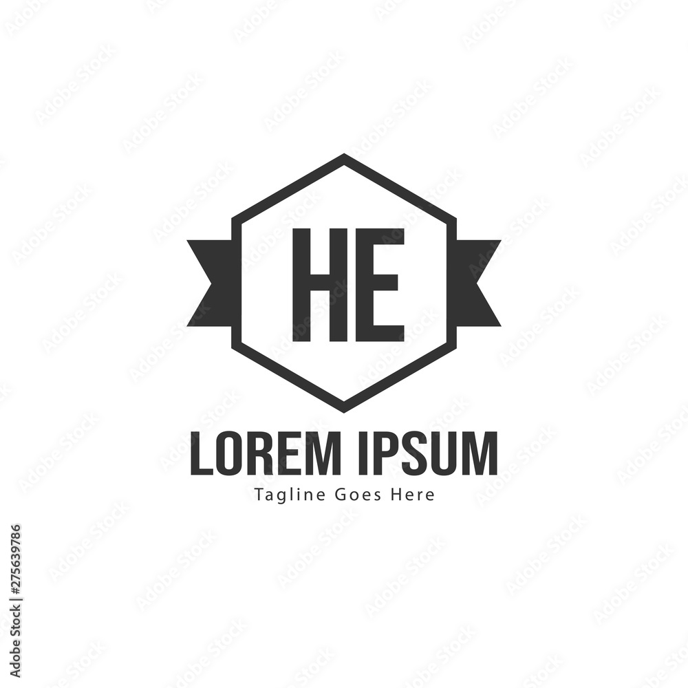 Fototapeta premium Initial HE logo template with modern frame. Minimalist HE letter logo vector illustration