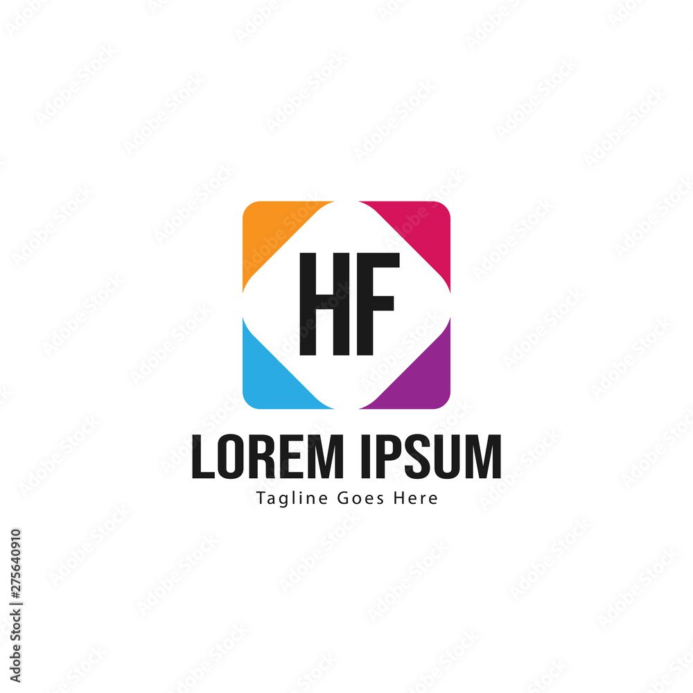 Initial HF logo template with modern frame. Minimalist HF letter logo vector illustration Initial HF logo template with modern frame. Minimalist HF letter logo vector illustration