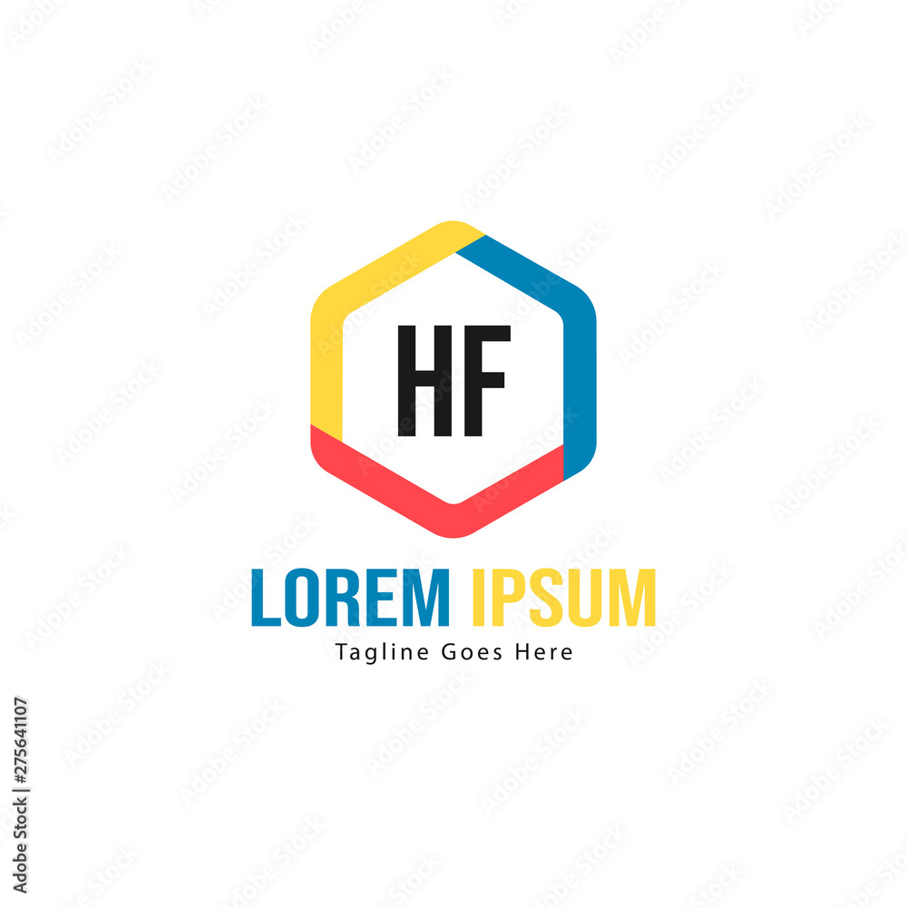 Initial HF logo template with modern frame. Minimalist HF letter logo vector illustration Initial HF logo template with modern frame. Minimalist HF letter logo vector illustration