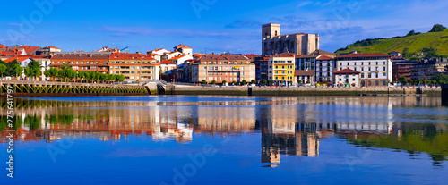 Village of Zumaia reflected in the waters of the sea, Euskadi