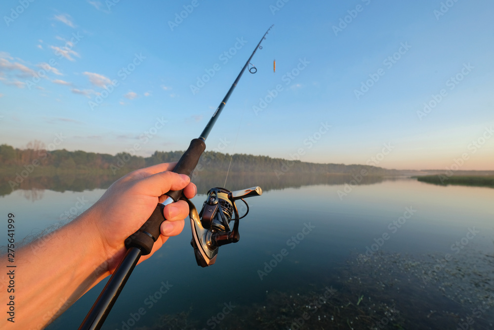 Fishing on the lake. Spinning and lure Fishing on the lake. Spinning and lure