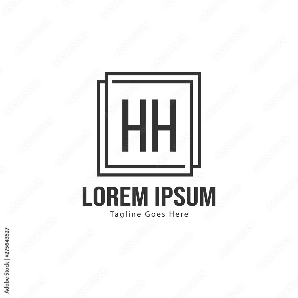 Initial HH logo template with modern frame. Minimalist HH letter logo vector illustration