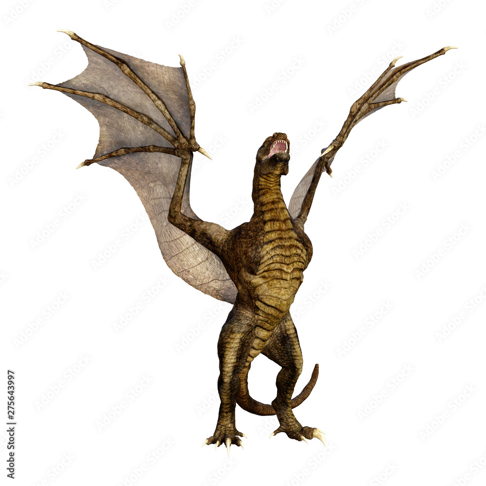 Obraz premium 3D renderowania Bajkowy smok na białym tle