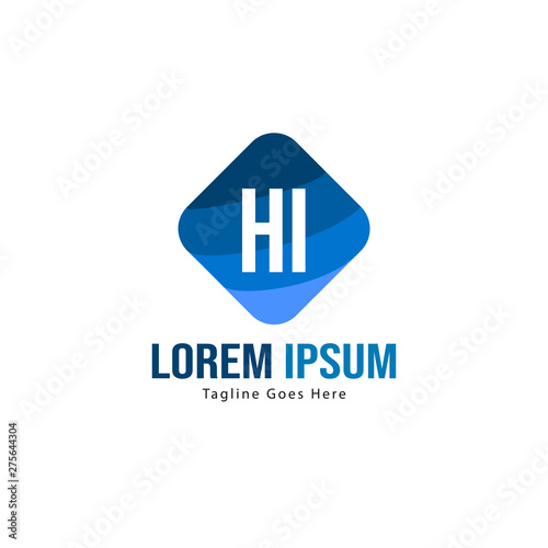 Initial HI logo template with modern frame. Minimalist HI letter logo vector illustration