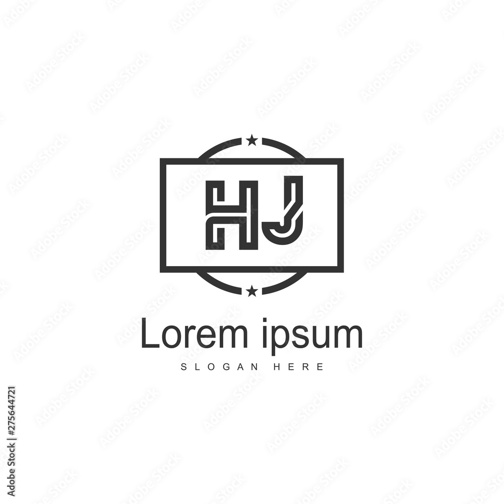 Initial HJ logo template with modern frame. Minimalist HJ letter logo vector illustration