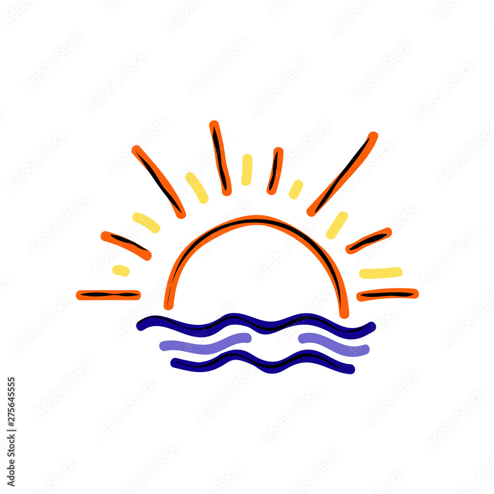 Sunset or sunrise color vector icon