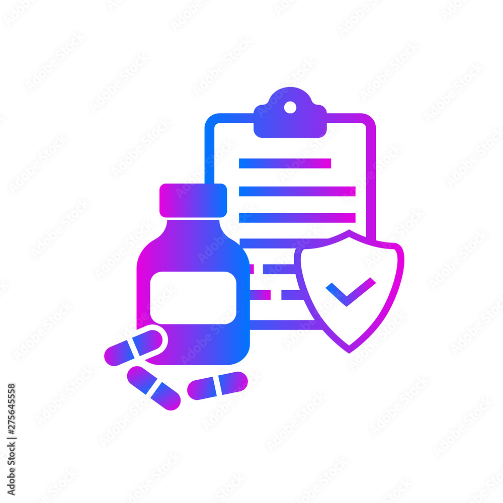 Vial and drugs with patent on white background Vial and drugs with patent on white background