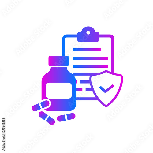 Vial and drugs with patent  on white background