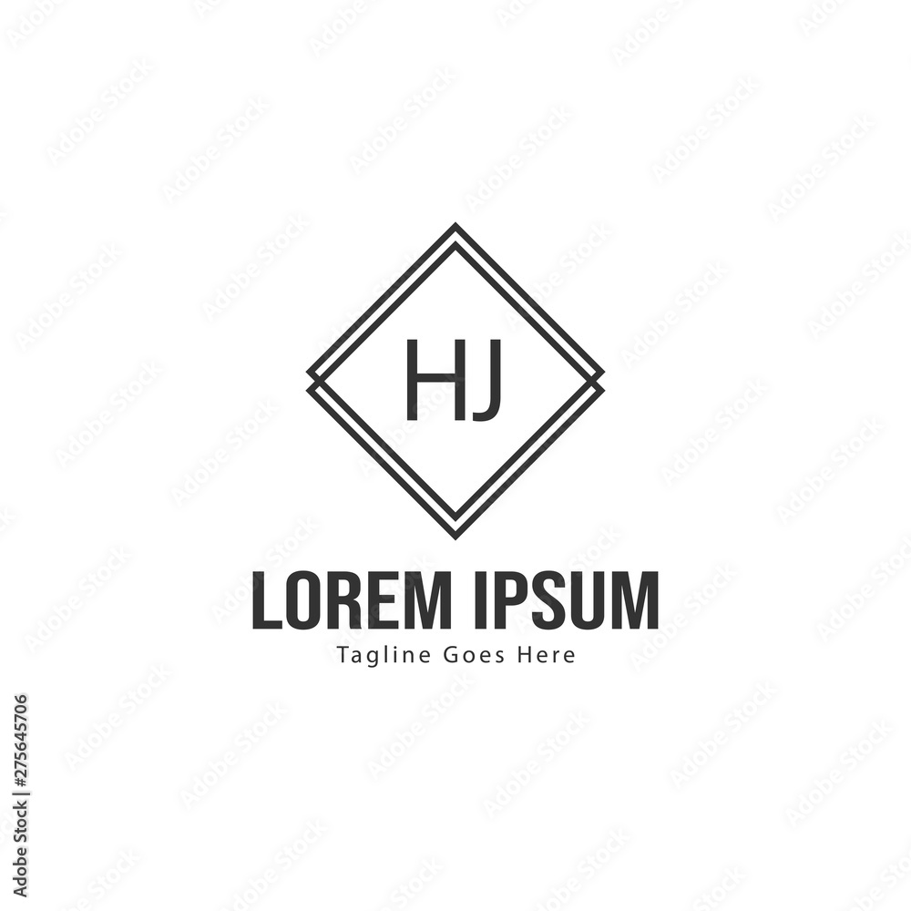 Initial HJ logo template with modern frame. Minimalist HJ letter logo vector illustration