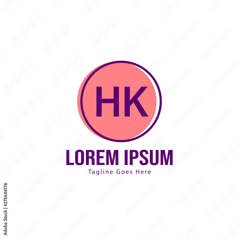 Initial HK logo template with modern frame. Minimalist HK letter logo vector illustration Initial HK logo template with modern frame. Minimalist HK letter logo vector illustration