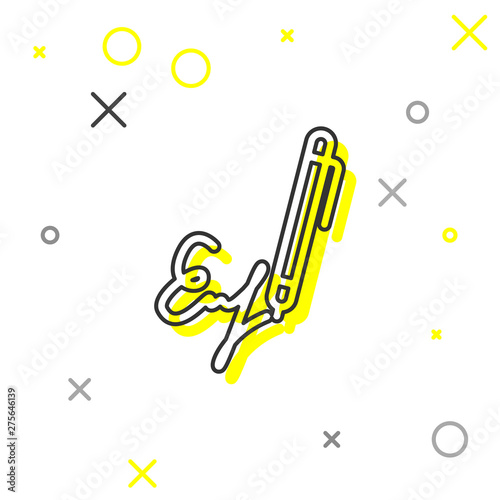 Grey Signature line icon isolated on white background. Pen and undersign, underwrite, ratify symbol. Vector Illustration
