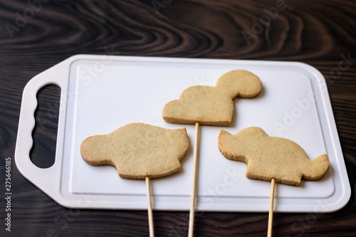 Biscoitos decorados dinossauros decorated buttery dough biscuits cookie photo