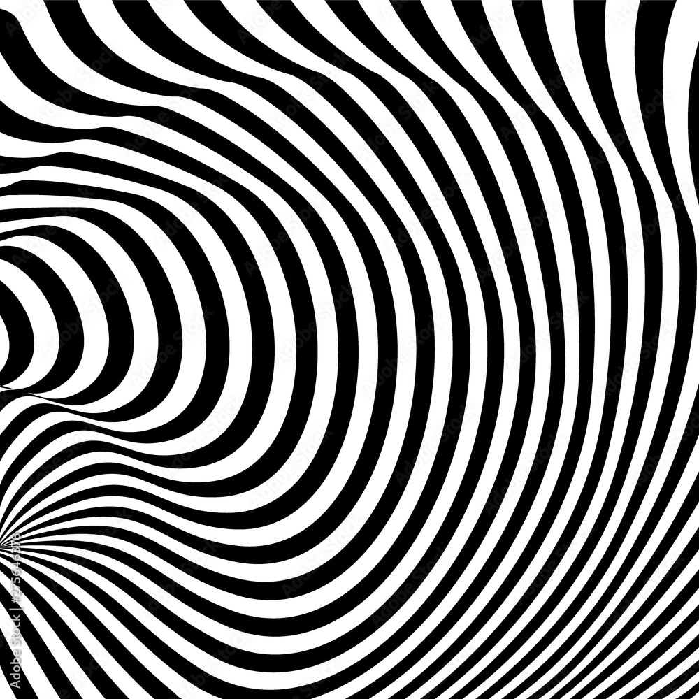 Abstract pattern of wavy black stripes. Distortion, analogue of optical illusion. Vector illustration Abstract pattern of wavy black stripes. Distortion, analogue of optical illusion. Vector illustration