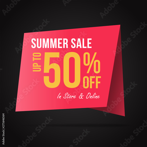 Summer sale 50% offer label sticker, sale discount price tag, label design for your discount campaign promotion in several occasion season sales