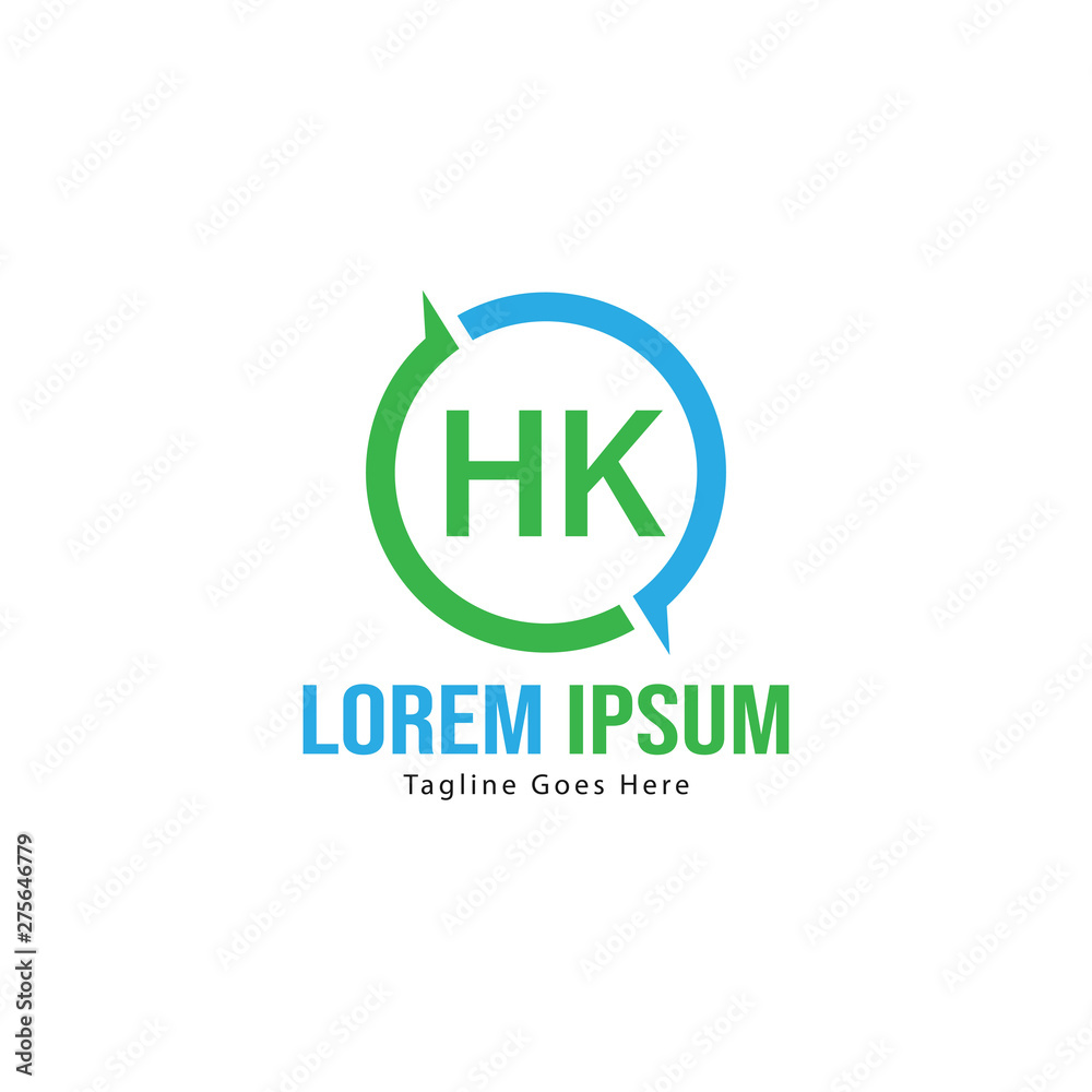 Initial HK logo template with modern frame. Minimalist HK letter logo vector illustration Initial HK logo template with modern frame. Minimalist HK letter logo vector illustration