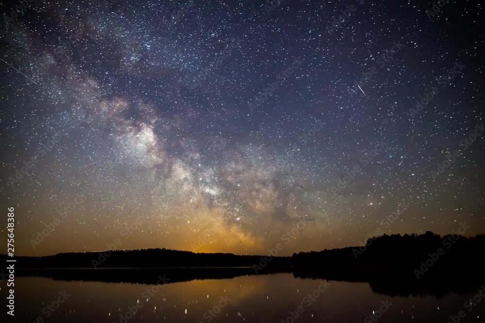 The Milky Way galaxy moving over the lake The Milky Way galaxy moving over the lake
