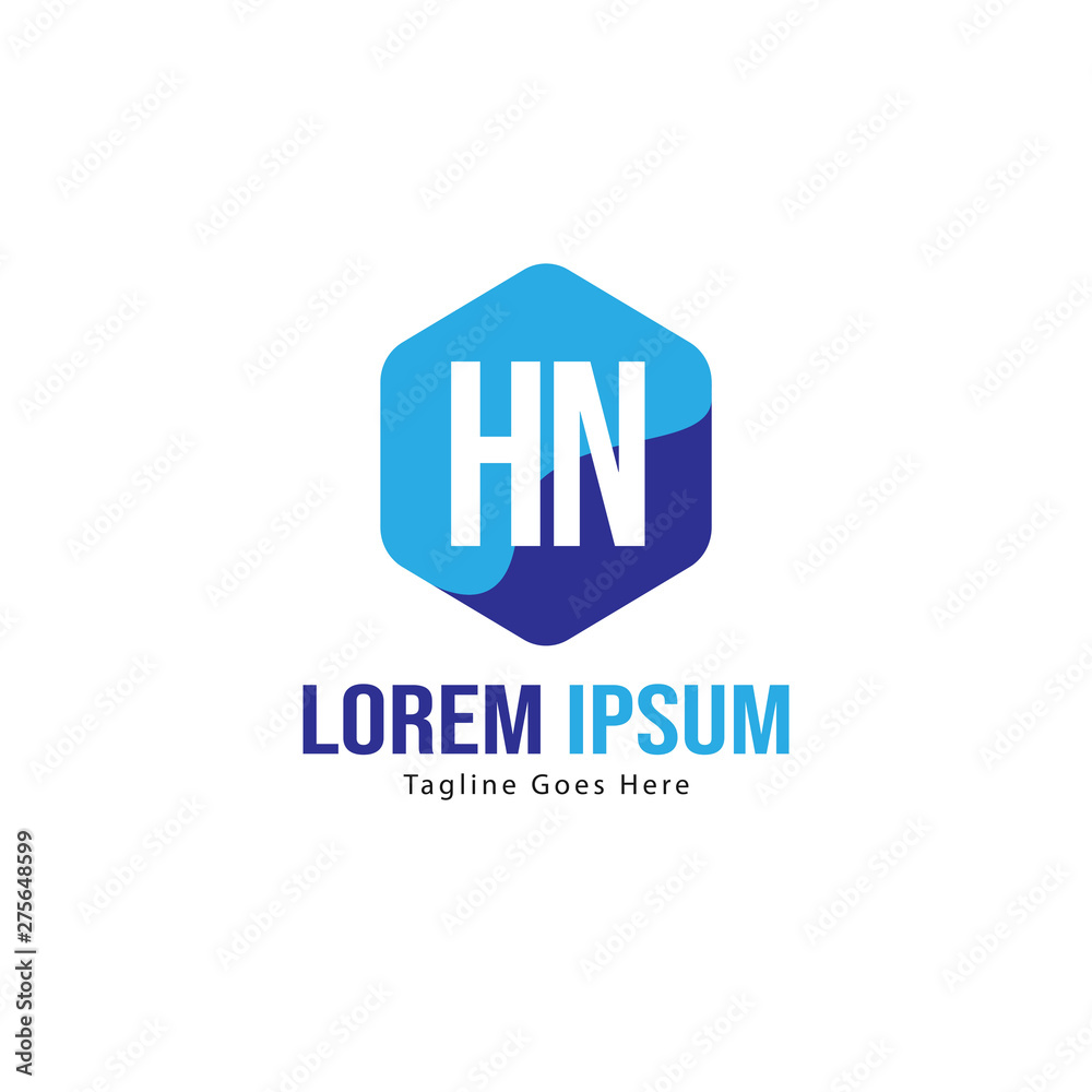 Initial HN logo template with modern frame. Minimalist HN letter logo vector illustration