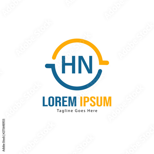 Initial HN logo template with modern frame. Minimalist HN letter logo vector illustration