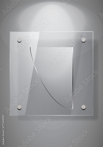 Vector modern transparent glass plates set on sample background. Eps10
