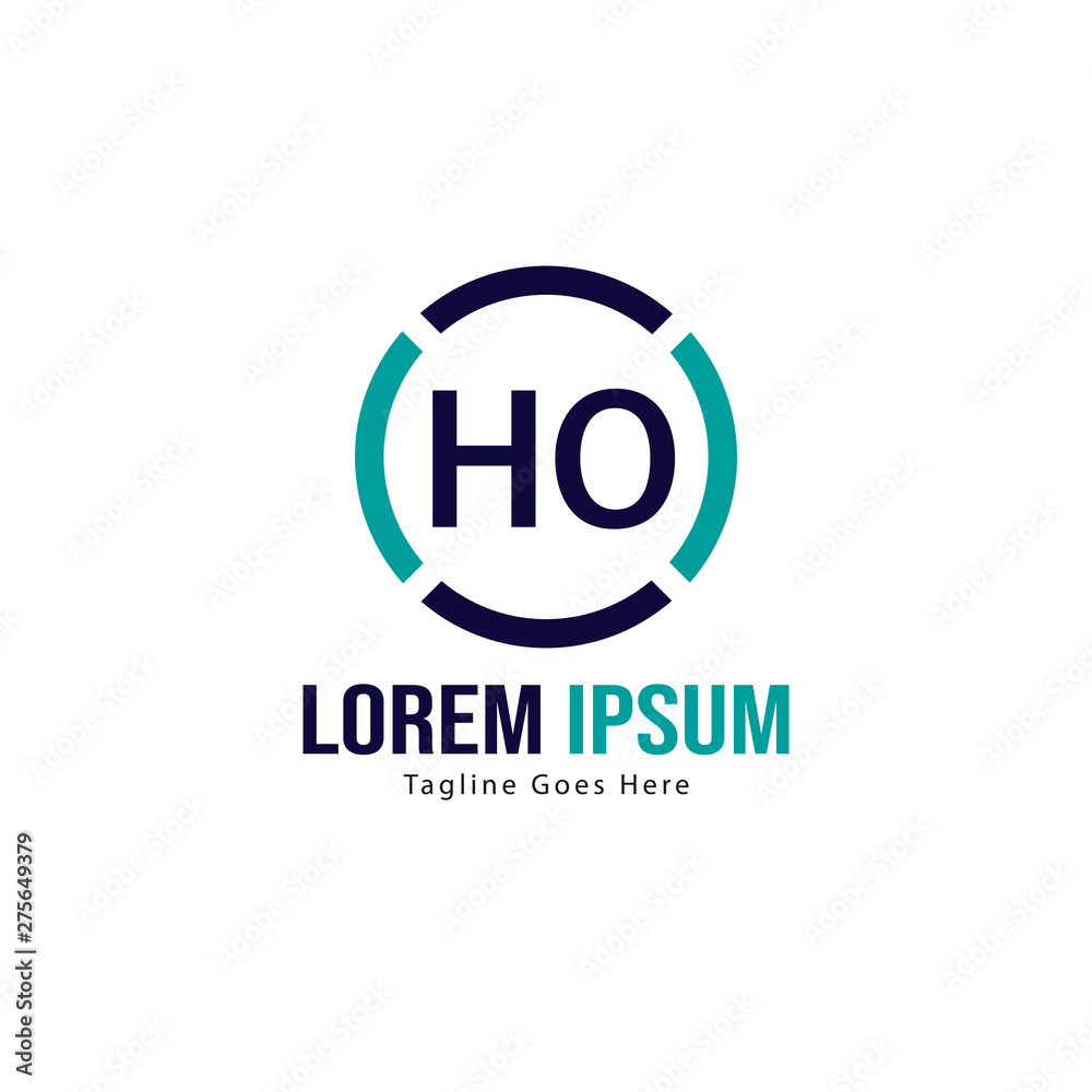 Initial HO logo template with modern frame. Minimalist HO letter logo vector illustration