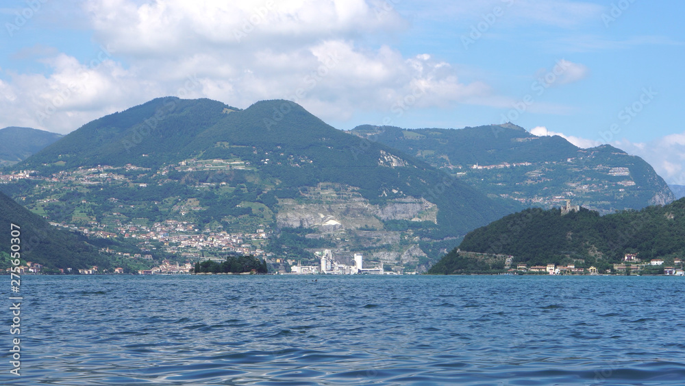 Beautiful Lake of Iseo surrounded by Mountains
