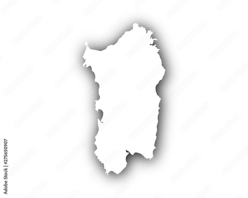 Karte von Sardinien mit Schatten