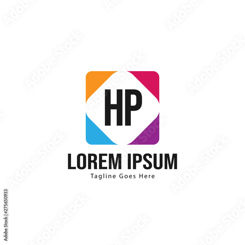 Initial HP logo template with modern frame. Minimalist HP letter logo vector illustration