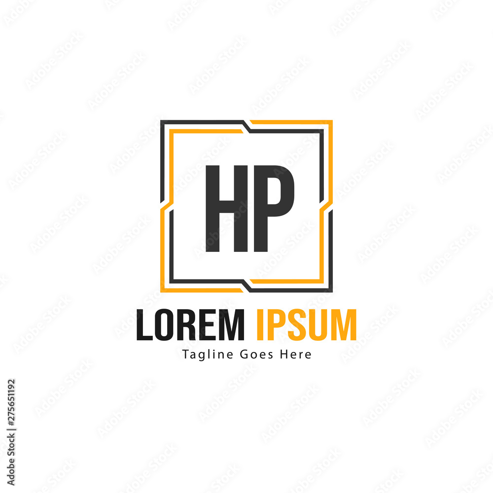 Initial HP logo template with modern frame. Minimalist HP letter logo vector illustration
