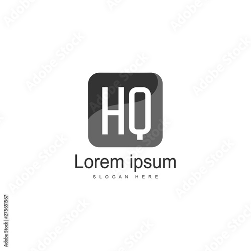 Initial HQ logo template with modern frame. Minimalist HQ letter logo vector illustration