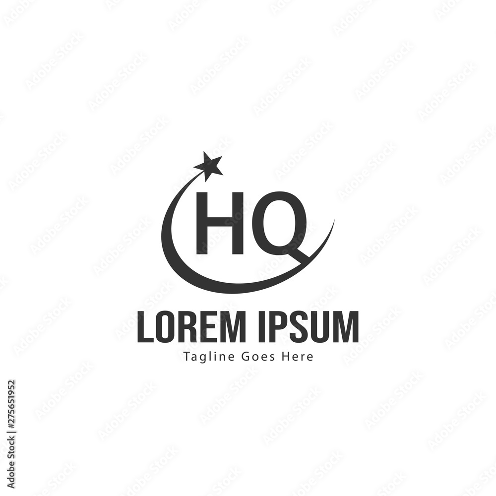 Initial HQ logo template with modern frame. Minimalist HQ letter logo vector illustration