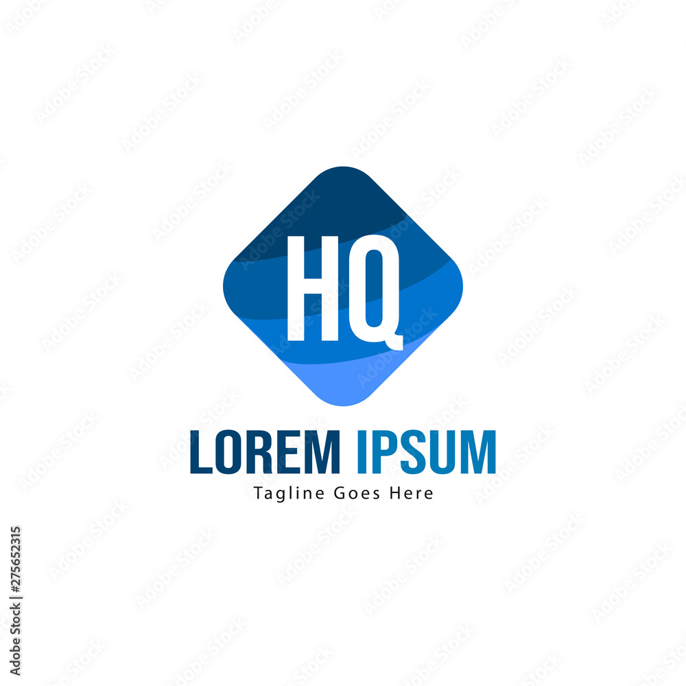 Initial HQ logo template with modern frame. Minimalist HQ letter logo vector illustration