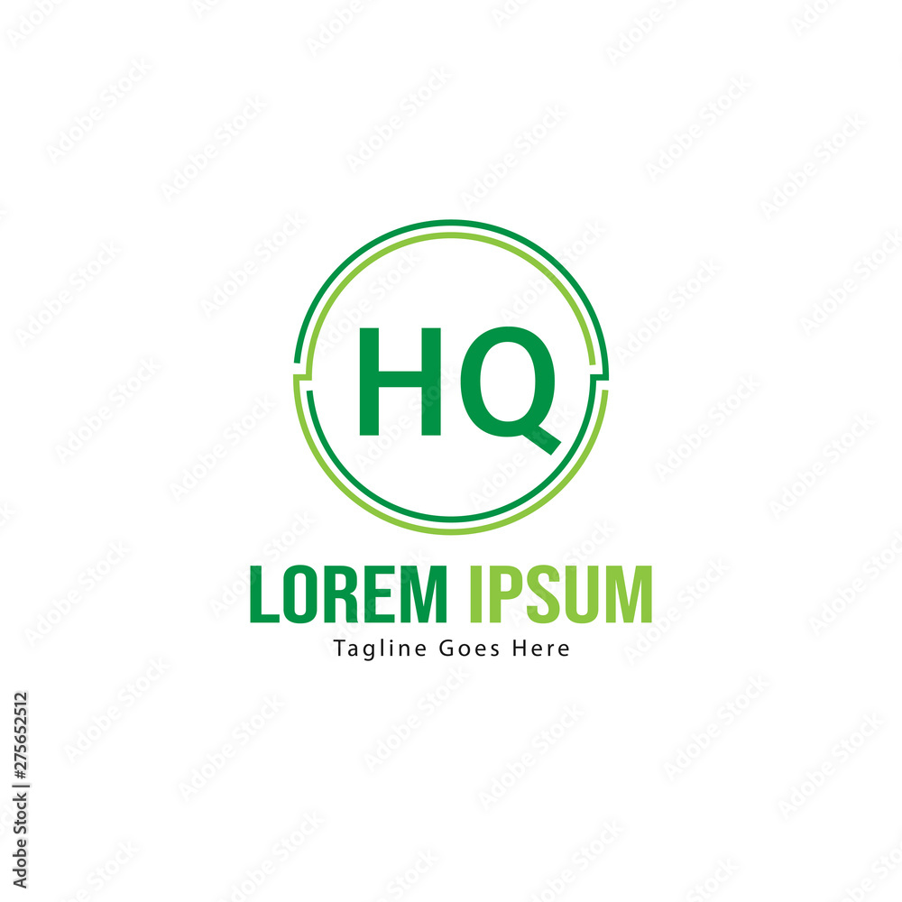 Initial HQ logo template with modern frame. Minimalist HQ letter logo vector illustration Initial HQ logo template with modern frame. Minimalist HQ letter logo vector illustration