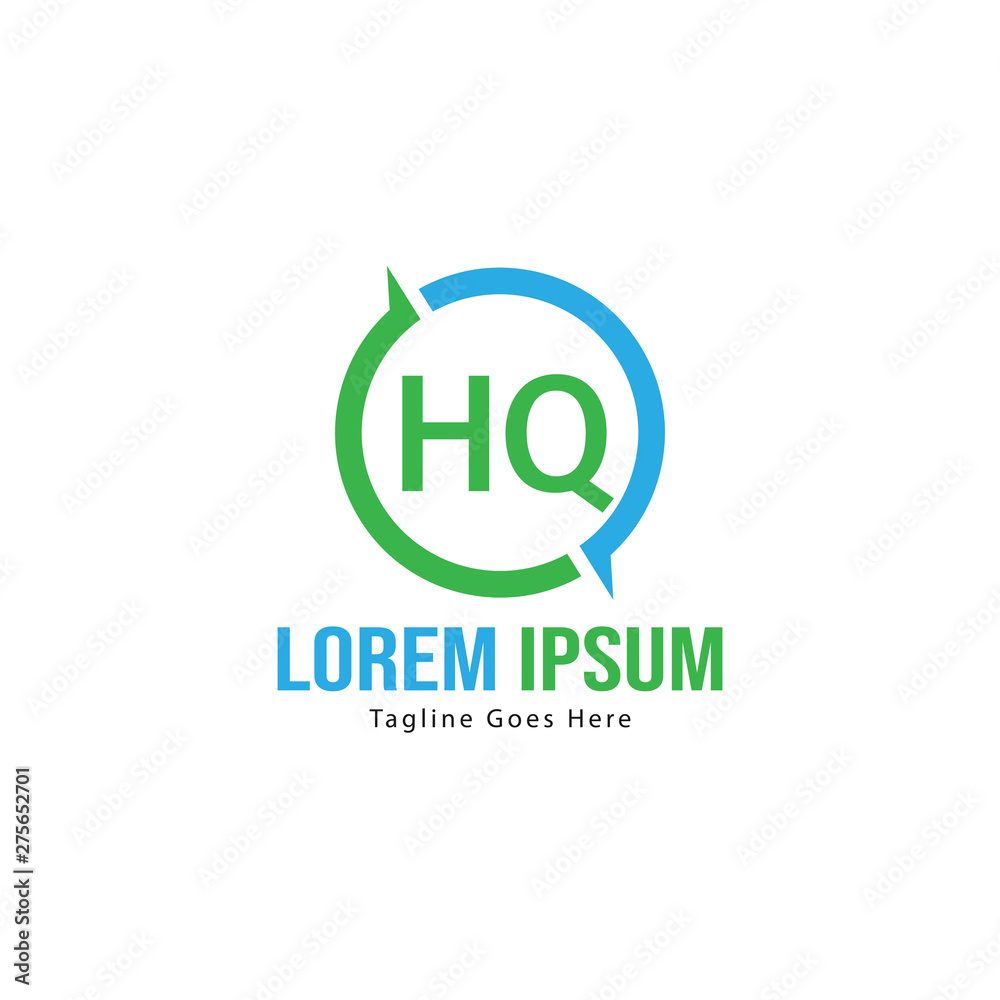 Initial HQ logo template with modern frame. Minimalist HQ letter logo vector illustration Initial HQ logo template with modern frame. Minimalist HQ letter logo vector illustration