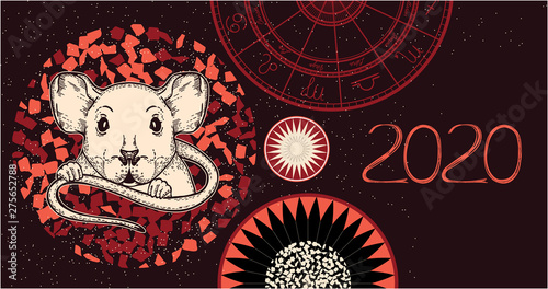 Vector image of a rat. The symbol of 2020.