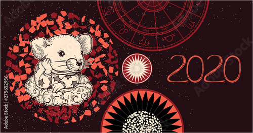 Vector image of a rat. The symbol of 2020.