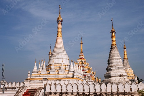 Stupas of the Maha Aung Mye Bonzan monastery, Inwa, Mandalay region, Myanmar, Asia photo