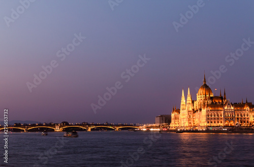 Hungarian Parliament Building in Budapest at night