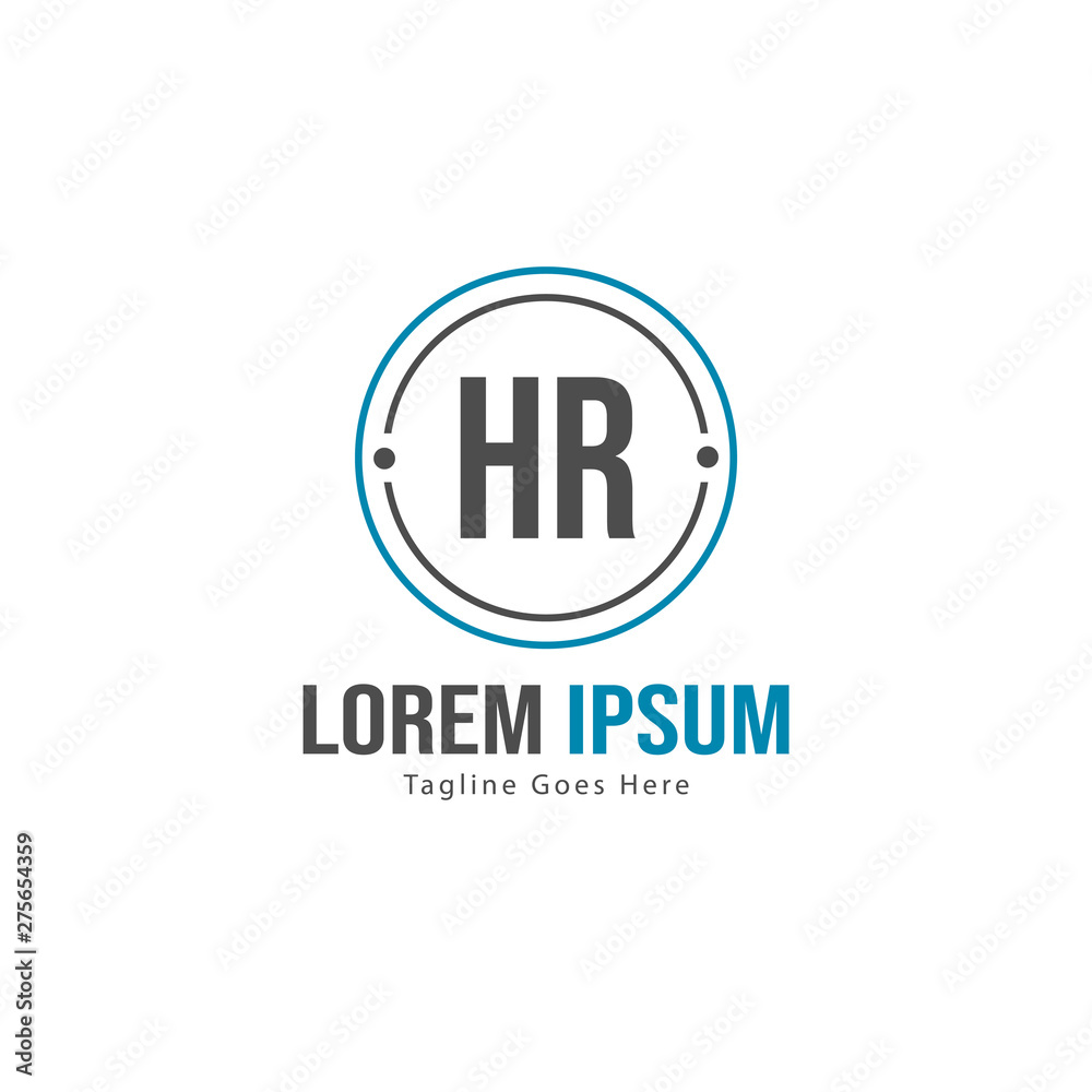 Initial HR logo template with modern frame. Minimalist HR letter logo vector illustration Initial HR logo template with modern frame. Minimalist HR letter logo vector illustration