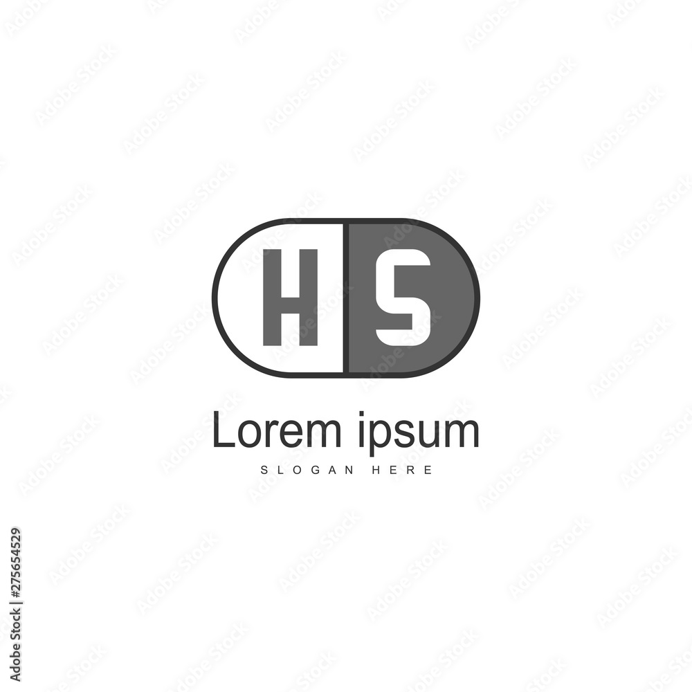 Initial HS logo template with modern frame. Minimalist HS letter logo vector illustration