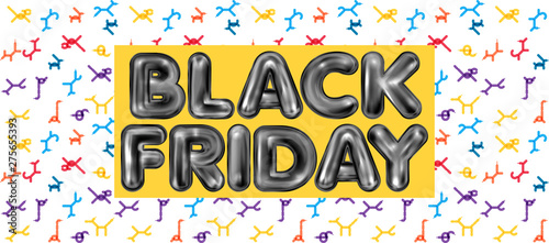 Black Friday black latex lettering on the balloon pattern