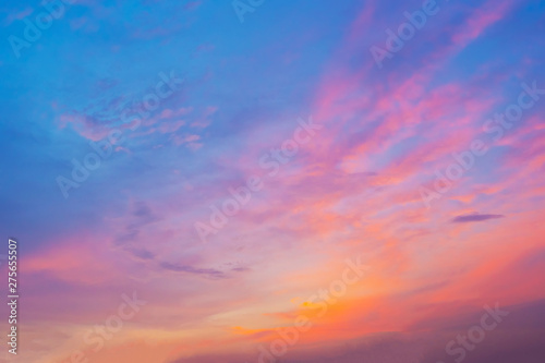 Beautiful sunset sky with clouds. Nature background. © tawanlubfah